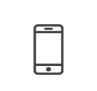 Icon of a smartphone, represented in a minimalist line drawing style.
