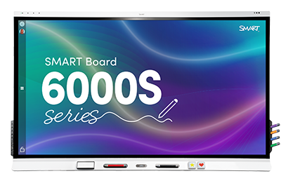 صورة لسبورة SMART من سلسلة 6000S تعرض تصميمها الأنيق وإمكانات العرض التعليمية.